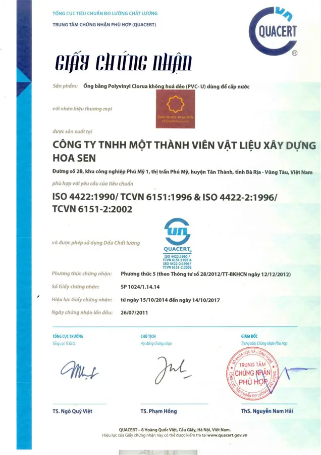 Ống uPVC Luồn Dây Điện Hoa Sen Phi 50