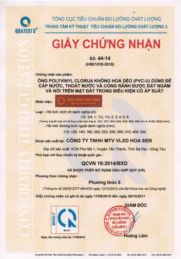 Ống uPVC Luồn Dây Điện Hoa Sen Phi 50 - Xem chi tiết tại Công Ty TNHH Sản Xuất Thương Mại Phát Triển Tiến Thành Ống uPVC Luồn Dây Điện Hoa Sen Phi 50