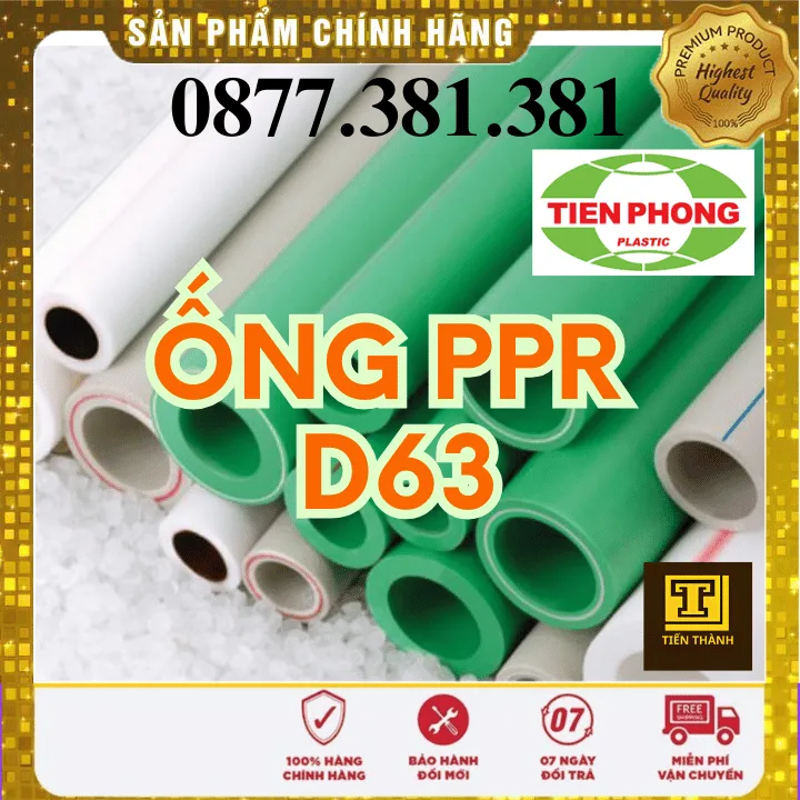 Ống Nhựa PPR D63 Tiền Phong - Xem chi tiết tại Công Ty TNHH Sản Xuất Thương Mại Phát Triển Tiến Thành Ống Nhựa PPR D63