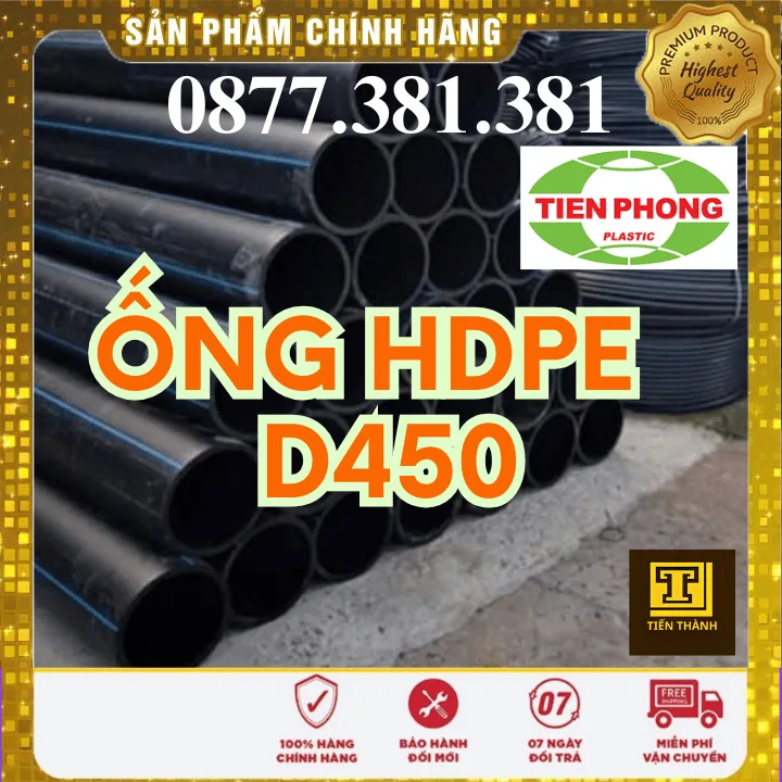 Ống Nhựa HDPE D450 Tiền Phong - Xem chi tiết tại Công Ty TNHH Sản Xuất Thương Mại Phát Triển Tiến Thành Ống Nhựa HDPE D450 Tiền Phong