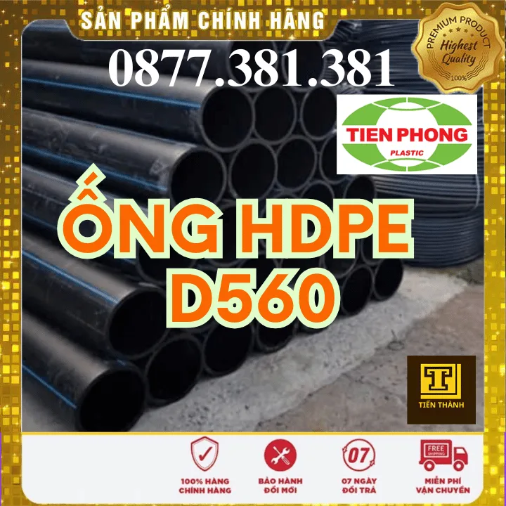 Ống Nhựa HDPE D560 Tiền Phong - Xem chi tiết tại Công Ty TNHH Sản Xuất Thương Mại Phát Triển Tiến Thành Ống Nhựa HDPE D560 Tiền Phong