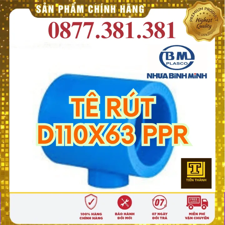 Tê Rút PPR Bình Minh Phi 110x63 - Xem chi tiết tại Công Ty TNHH Sản Xuất Thương Mại Phát Triển Tiến Thành Tê Rút PPR Bình Minh Phi 110x63