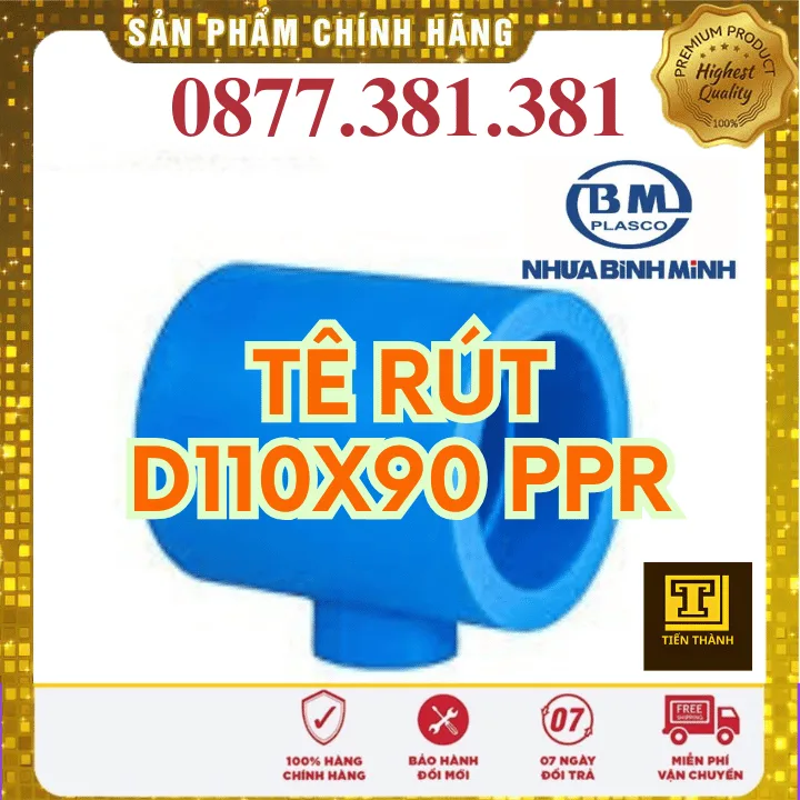 Tê Rút PPR Bình Minh Phi 110x90 - Xem chi tiết tại Công Ty TNHH Sản Xuất Thương Mại Phát Triển Tiến Thành Tê Rút PPR Bình Minh Phi 110x90