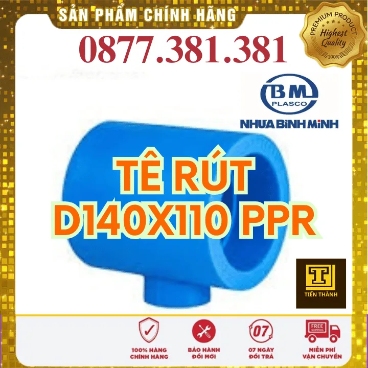 Tê Rút PPR Bình Minh Phi 140x110 - Xem chi tiết tại Công Ty TNHH Sản Xuất Thương Mại Phát Triển Tiến Thành Tê Rút PPR Bình Minh Phi 140x110