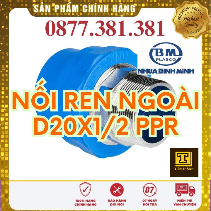Nối Ren Ngoài PPR Bình Minh Phi 20x1/2" - Xem chi tiết tại Công Ty TNHH Sản Xuất Thương Mại Phát Triển Tiến Thành Nối Ren Ngoài PPR Bình Minh Phi 20x1/2"