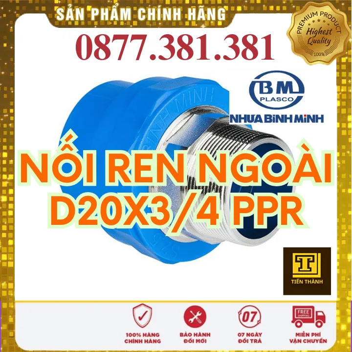 Nối Ren Ngoài PPR Bình Minh Phi 20x3/4" - Xem chi tiết tại Công Ty TNHH Sản Xuất Thương Mại Phát Triển Tiến Thành Nối Ren Ngoài PPR Bình Minh Phi 20x3/4"