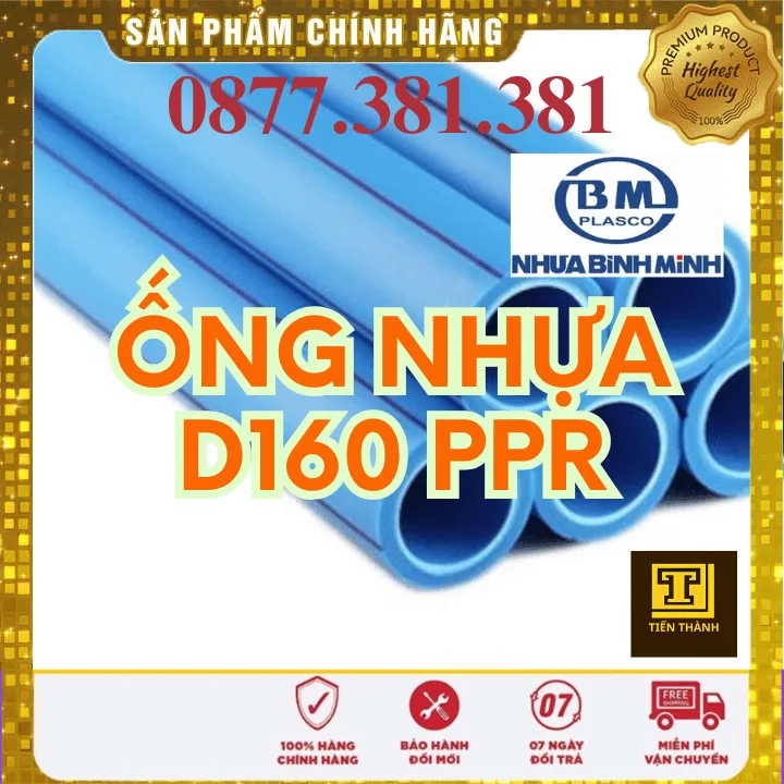 Ống Nhựa PPR Bình Minh Phi 160 - Xem chi tiết tại Công Ty TNHH Sản Xuất Thương Mại Phát Triển Tiến Thành Ống Nhựa PPR Bình Minh Phi 160