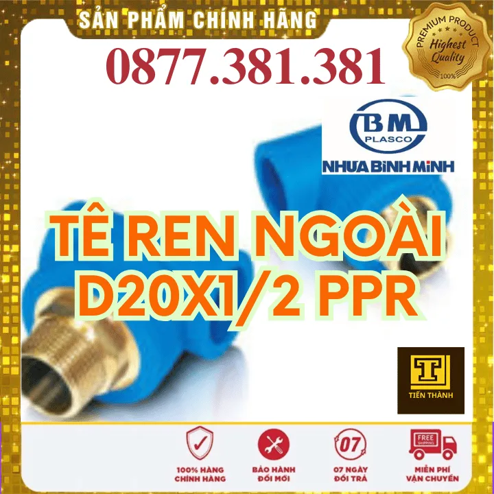 Tê Ren Ngoài PPR Bình Minh Phi 20x1/2 - Xem chi tiết tại Công Ty TNHH Sản Xuất Thương Mại Phát Triển Tiến Thành Tê Ren Ngoài PPR Bình Minh Phi 20x1/2