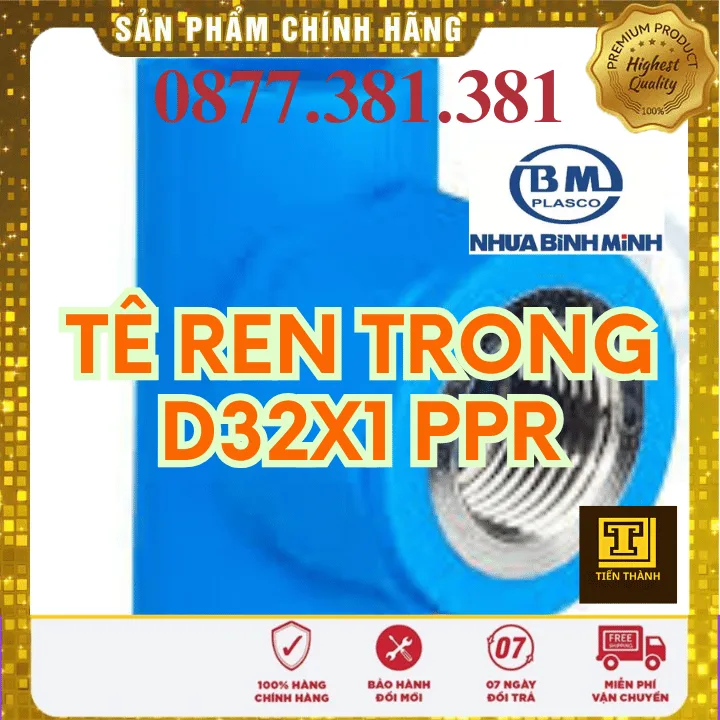 Tê Ren Trong PPR Bình Minh Phi 32x1 - Xem chi tiết tại Công Ty TNHH Sản Xuất Thương Mại Phát Triển Tiến Thành Tê Ren Trong PPR Bình Minh Phi 32x1