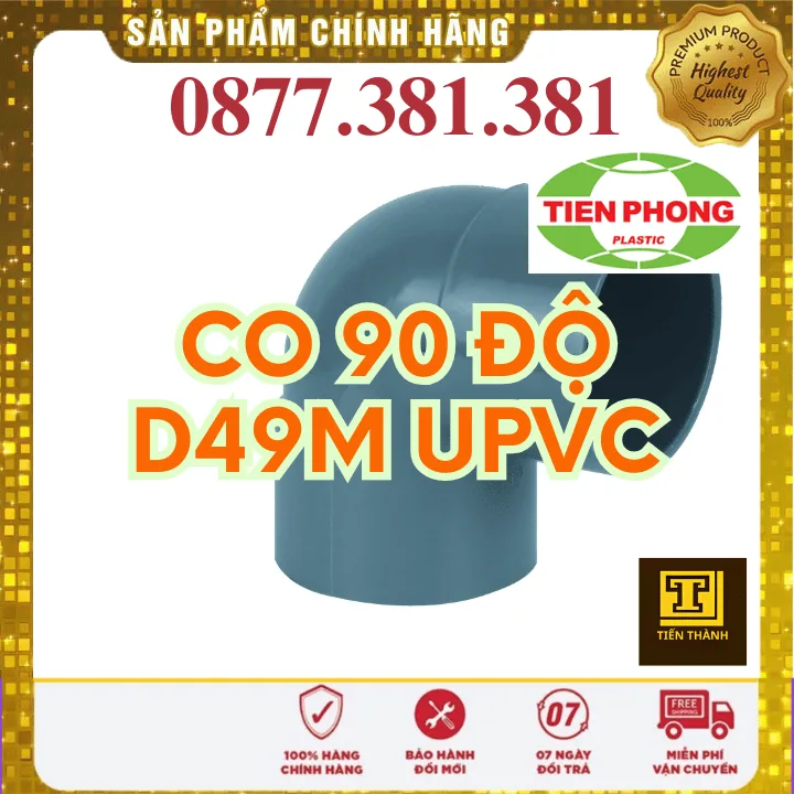Co 90 Độ uPVC Tiền Phong Phi 49M - Xem chi tiết tại Công Ty TNHH Sản Xuất Thương Mại Phát Triển Tiến Thành Co 90 Độ uPVC Tiền Phong Phi 49M