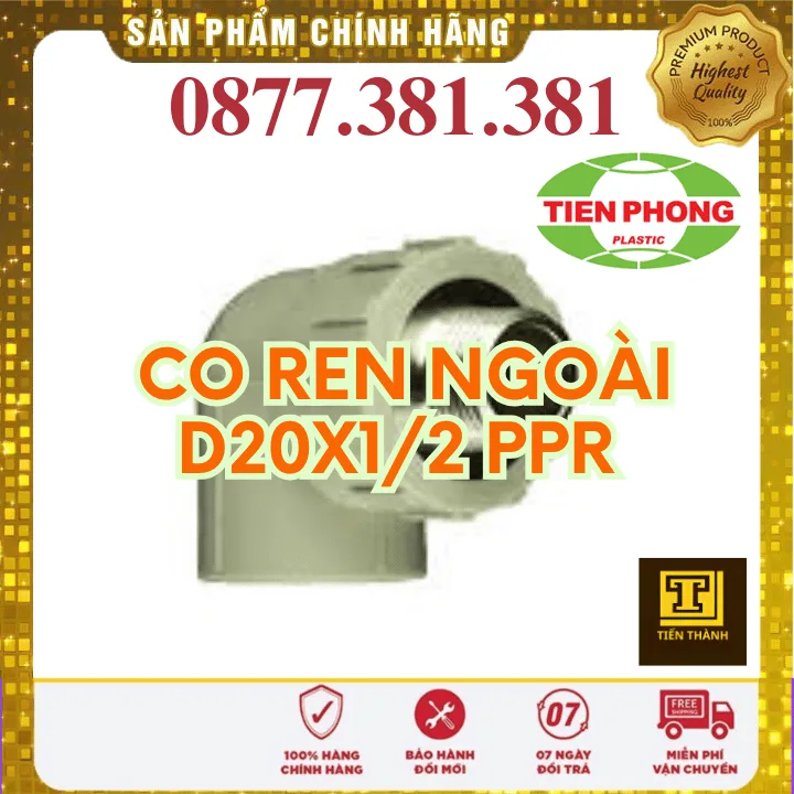 Co Ren Ngoài PPR Tiền Phong Phi 20x1/2 - Xem chi tiết tại Công Ty TNHH Sản Xuất Thương Mại Phát Triển Tiến Thành Co Ren Ngoài PPR Tiền Phong Phi 20x1/2
