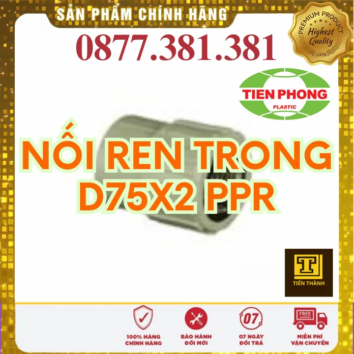 Nối Ren Trong PPR Tiền Phong Phi 75x2 - Xem chi tiết tại Công Ty TNHH Sản Xuất Thương Mại Phát Triển Tiến Thành Nối Ren Trong PPR Tiền Phong Phi 75x2