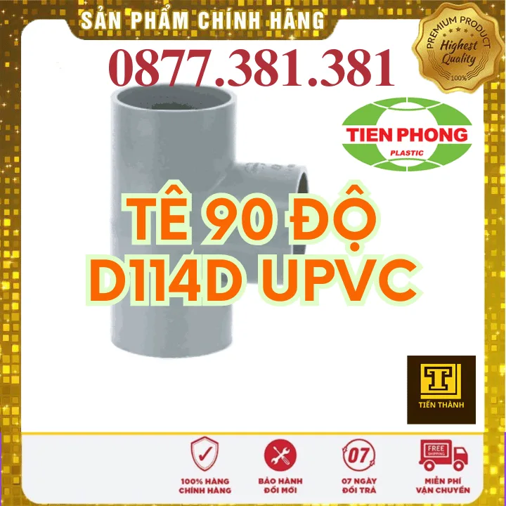 Tê 90 độ uPVC Tiền Phong Phi 114D - Xem chi tiết tại Công Ty TNHH Sản Xuất Thương Mại Phát Triển Tiến Thành Tê 90 độ uPVC Tiền Phong Phi 114D
