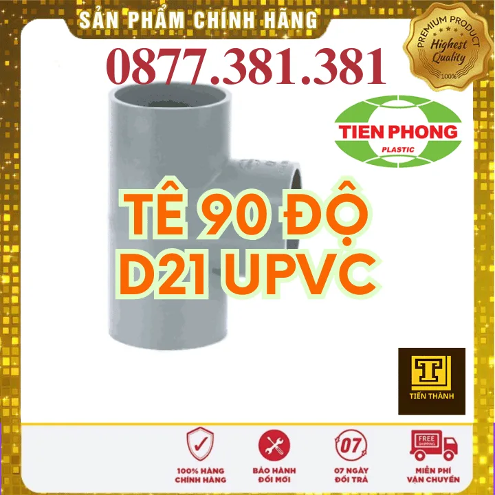 Tê 90 độ uPVC Tiền Phong Phi 21 - Xem chi tiết tại Công Ty TNHH Sản Xuất Thương Mại Phát Triển Tiến Thành Tê 90 độ uPVC Tiền Phong Phi 21