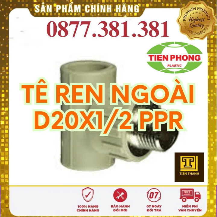 Tê Ren Ngoài PPR Tiền Phong Phi 20x1/2 - Xem chi tiết tại Công Ty TNHH Sản Xuất Thương Mại Phát Triển Tiến Thành Tê Ren Ngoài PPR Tiền Phong Phi 20x1/2