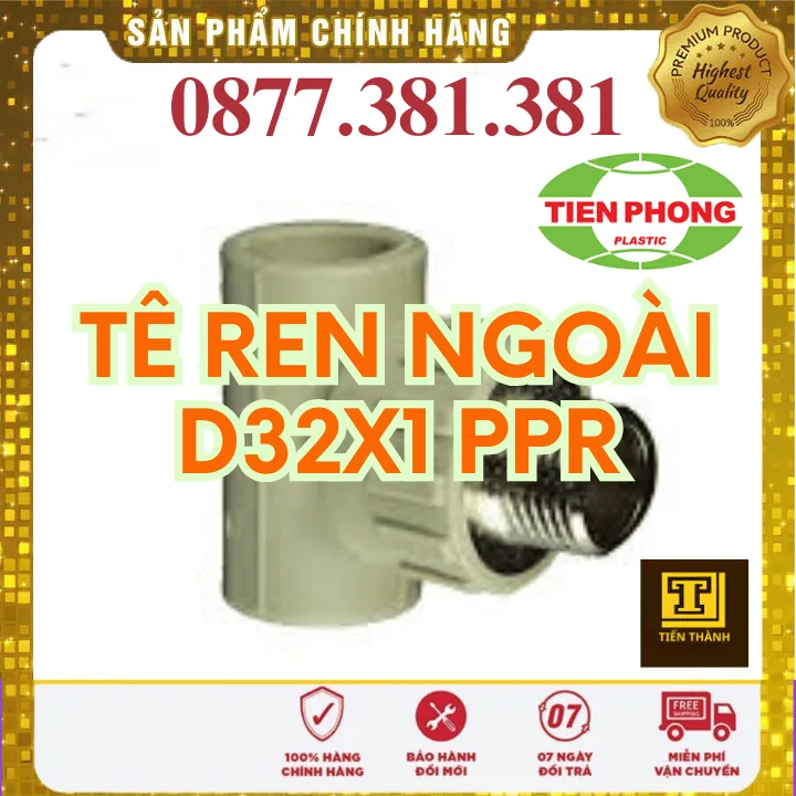 Tê Ren Ngoài PPR Tiền Phong Phi 32x1 - Xem chi tiết tại Công Ty TNHH Sản Xuất Thương Mại Phát Triển Tiến Thành Tê Ren Ngoài PPR Tiền Phong Phi 32x1