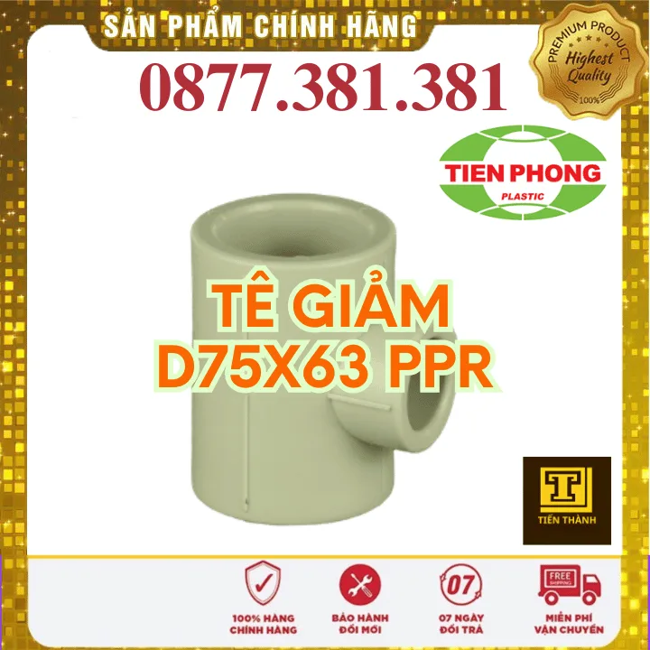 Tê Rút PPR Tiền Phong Phi 75x63 - Xem chi tiết tại Công Ty TNHH Sản Xuất Thương Mại Phát Triển Tiến Thành Tê Rút PPR Tiền Phong Phi 75x63