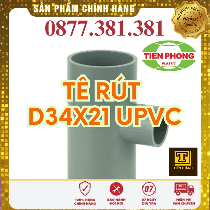 Tê Rút uPVC Tiền Phong Phi 34x21 - Xem chi tiết tại Công Ty TNHH Sản Xuất Thương Mại Phát Triển Tiến Thành Tê Rút uPVC Tiền Phong Phi 34x21