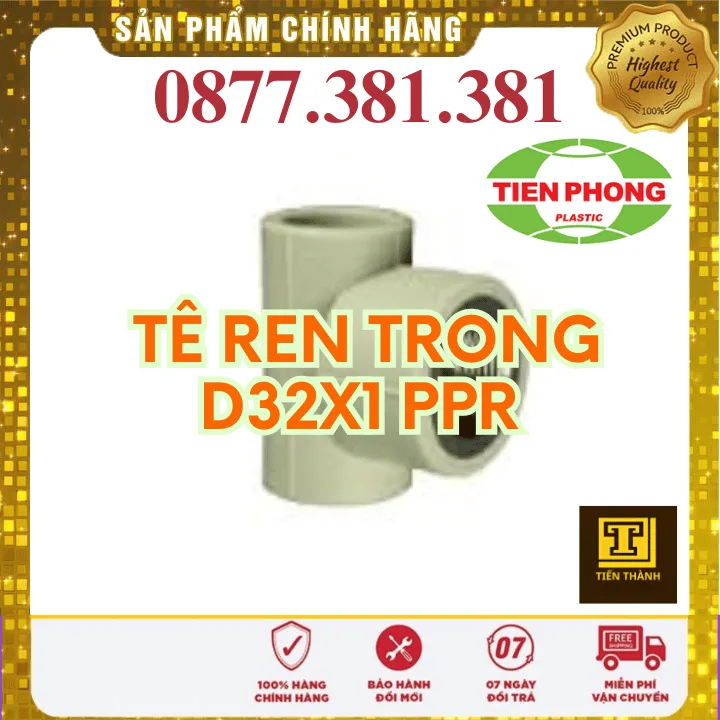Tê Ren Trong PPR Tiền Phong Phi 32x1 - Xem chi tiết tại Công Ty TNHH Sản Xuất Thương Mại Phát Triển Tiến Thành Tê Ren Trong PPR Tiền Phong Phi 32x1