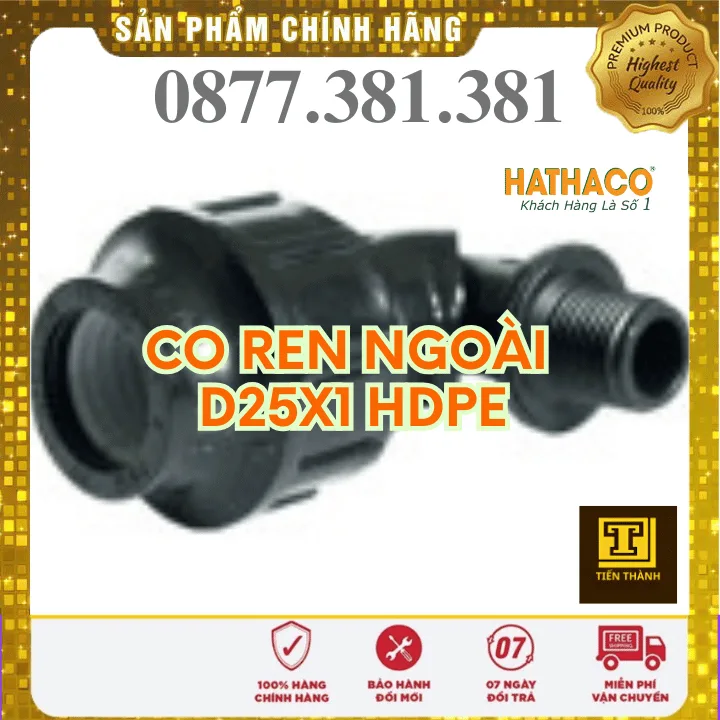 Co 90 độ Ren Ngoài HDPE HATHACO Phi 25x1 - Xem chi tiết tại Công Ty TNHH Sản Xuất Thương Mại Phát Triển Tiến Thành Co 90 độ Ren Ngoài HDPE HATHACO Phi 25x1