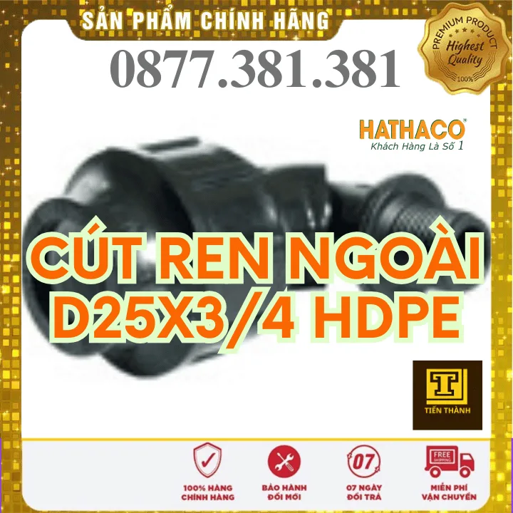 Co 90 độ Ren Ngoài HDPE HATHACO Phi 25x3/4 - Xem chi tiết tại Công Ty TNHH Sản Xuất Thương Mại Phát Triển Tiến Thành Co 90 độ Ren Ngoài HDPE HATHACO Phi 25x3/4