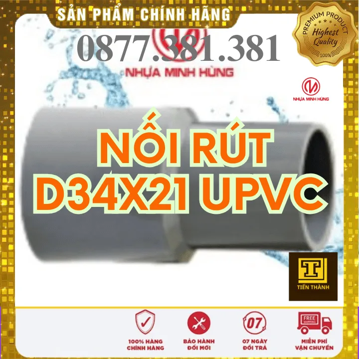 Nối Rút uPVC Minh Hùng Phi 34x21 - Xem chi tiết tại Công Ty TNHH Sản Xuất Thương Mại Phát Triển Tiến Thành Nối Rút uPVC Minh Hùng Phi 34x21
