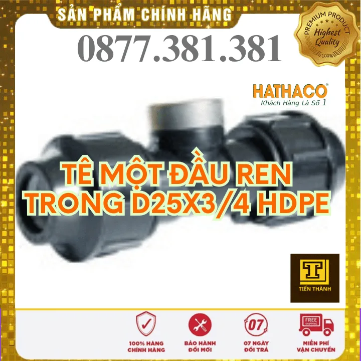 Tê Ren Trong HDPE HATHACO Phi 25x3/4 - Xem chi tiết tại Công Ty TNHH Sản Xuất Thương Mại Phát Triển Tiến Thành Tê Ren Trong HDPE HATHACO Phi 25x3/4