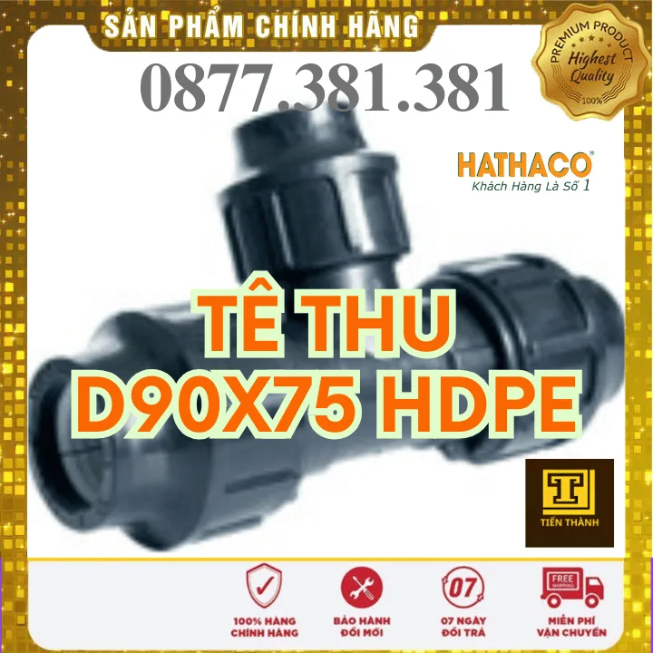 Tê Thu HDPE HATHACO Phi 90x75 - Xem chi tiết tại Công Ty TNHH Sản Xuất Thương Mại Phát Triển Tiến Thành Tê Thu HDPE HATHACO Phi 90x75