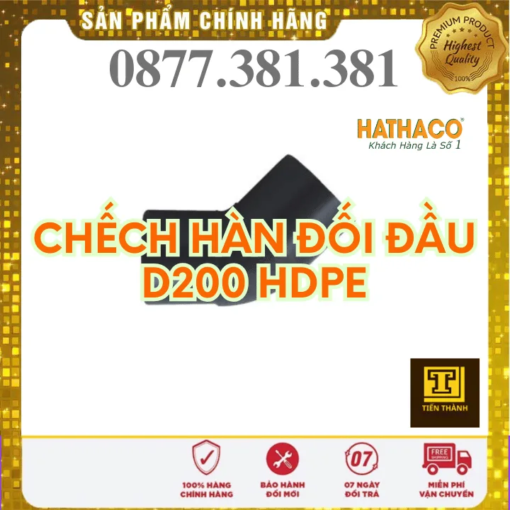 Chếch 45 Độ Hàn Đối Đầu HDPE HATHACO Phi 200