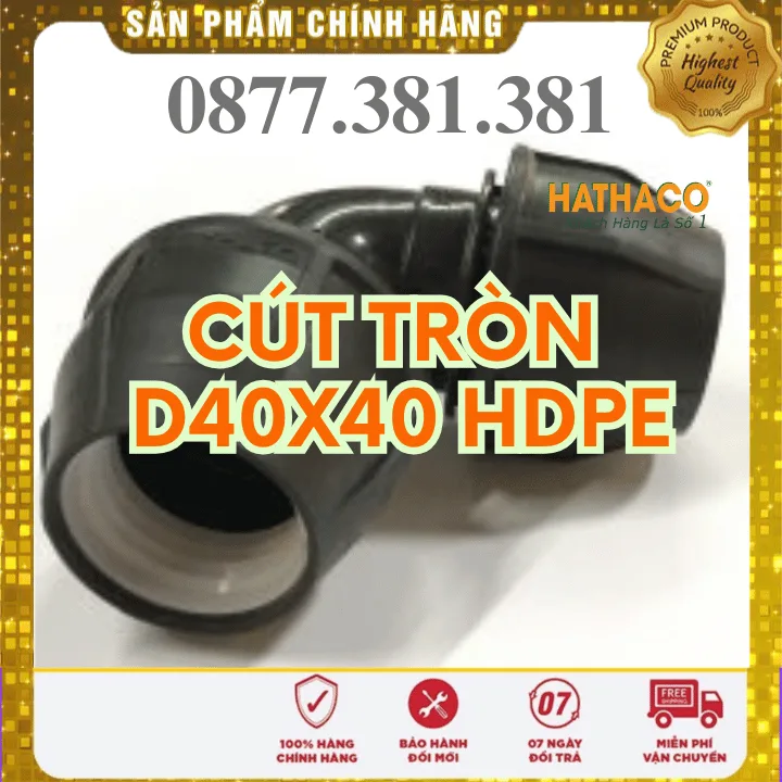 Cút 90 độ Tròn HDPE HATHACO Phi 40x40