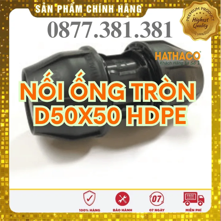 Nối Ống Tròn HDPE HATHACO Phi 50x50