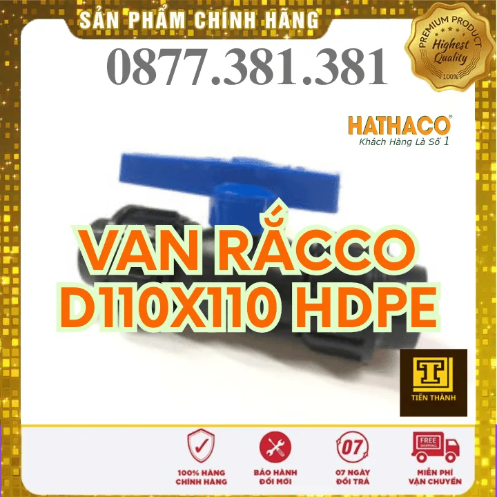 Van PP 2 Đầu Rắcco HDPE HATHACO Phi 110x110