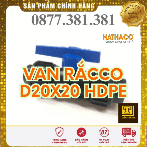Van PP 2 Đầu Rắcco HDPE HATHACO Phi 20x20