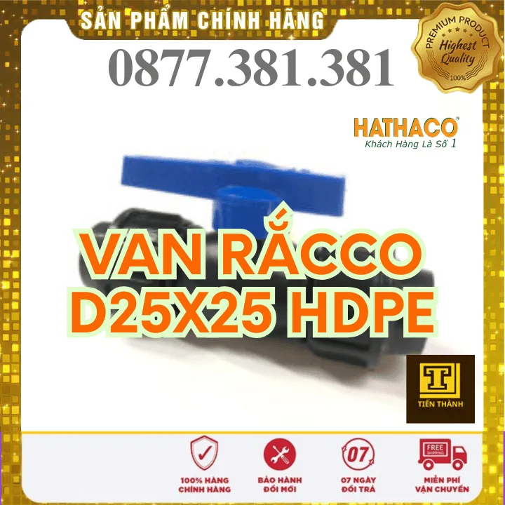Van PP 2 Đầu Rắcco HDPE HATHACO Phi 25x25 - Xem chi tiết tại Công Ty TNHH Sản Xuất Thương Mại Phát Triển Tiến Thành Van PP 2 Đầu Rắcco HDPE HATHACO Phi 25x25