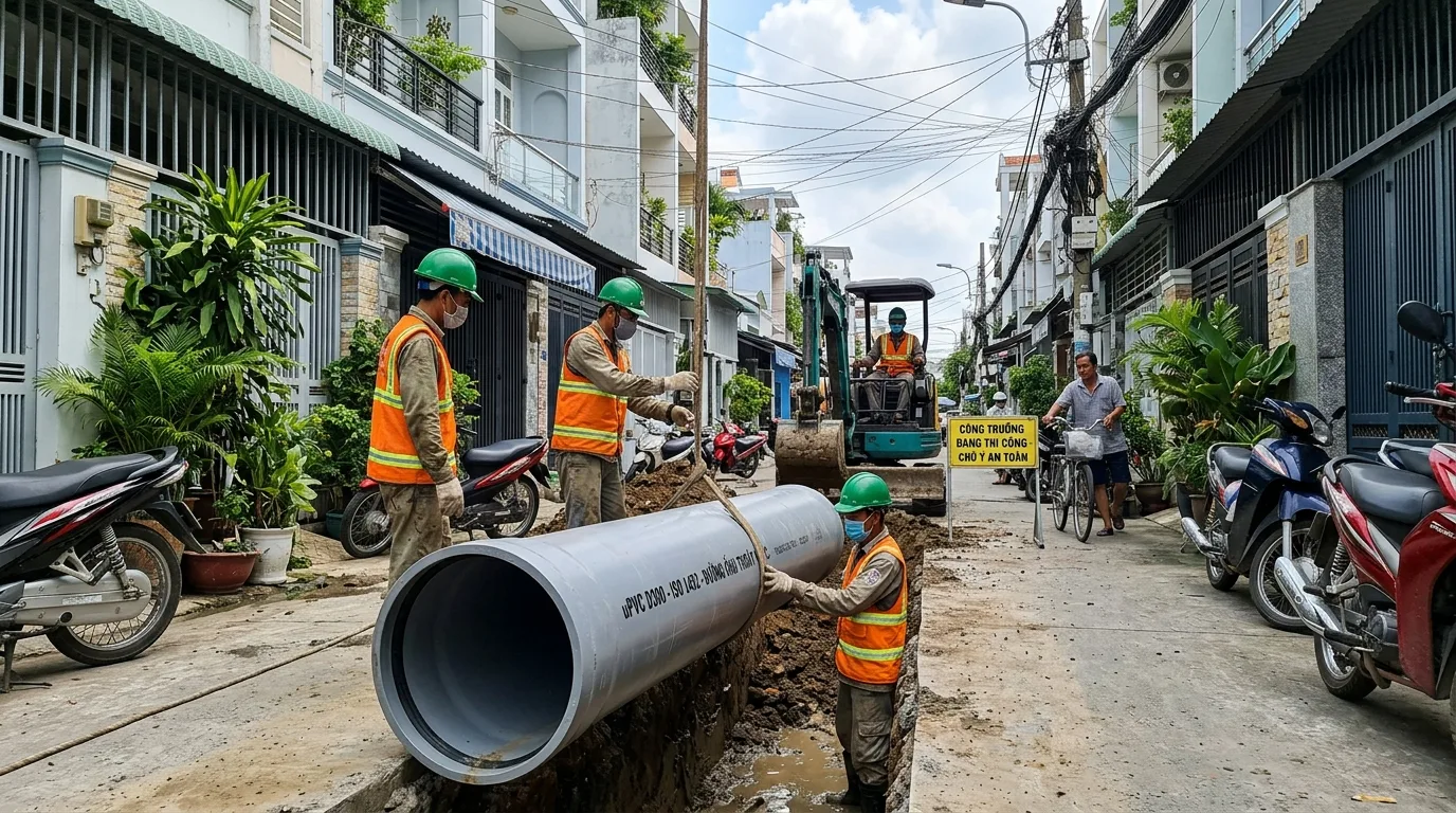 Ống PVC D300 thường dùng trong hạng mục công trình nào?