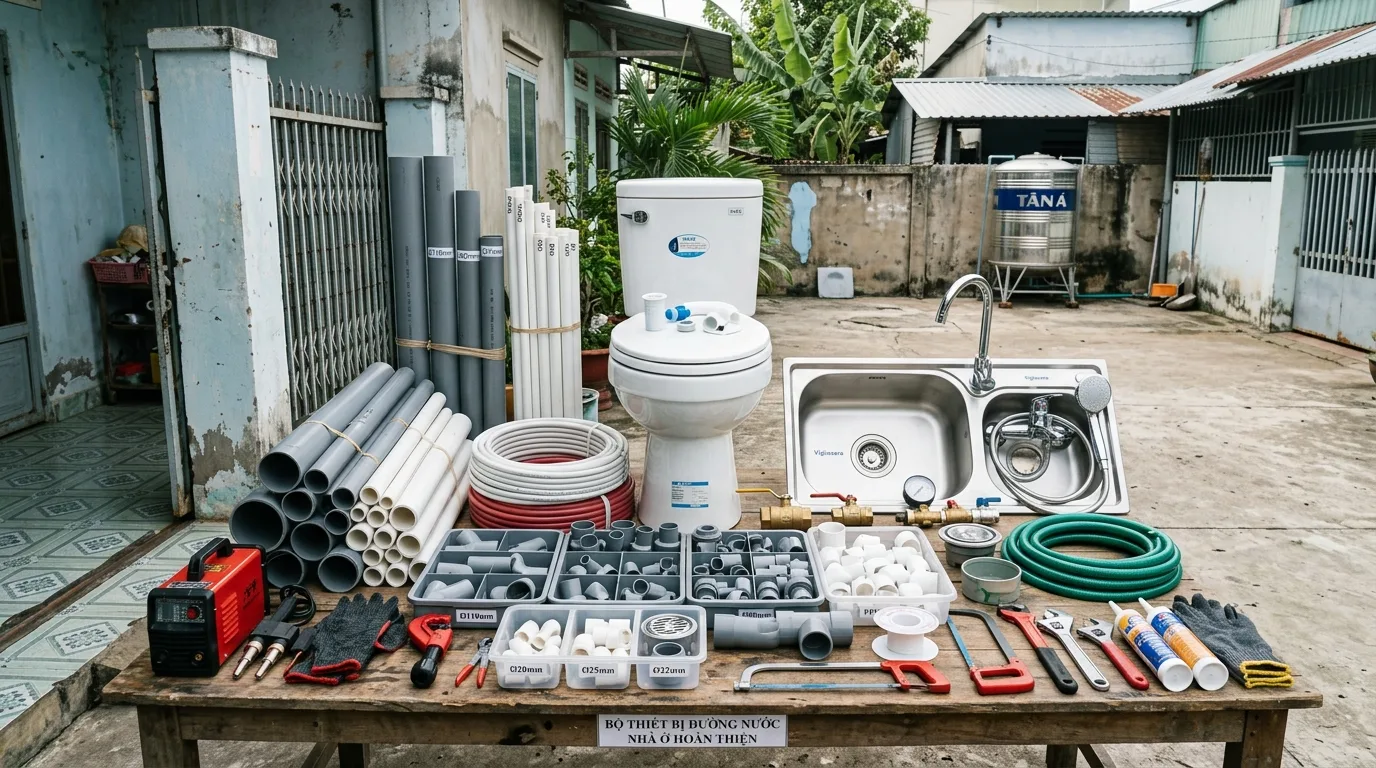Bộ vật tư ống nước cơ bản gồm những gì khi thi công nhà ở?