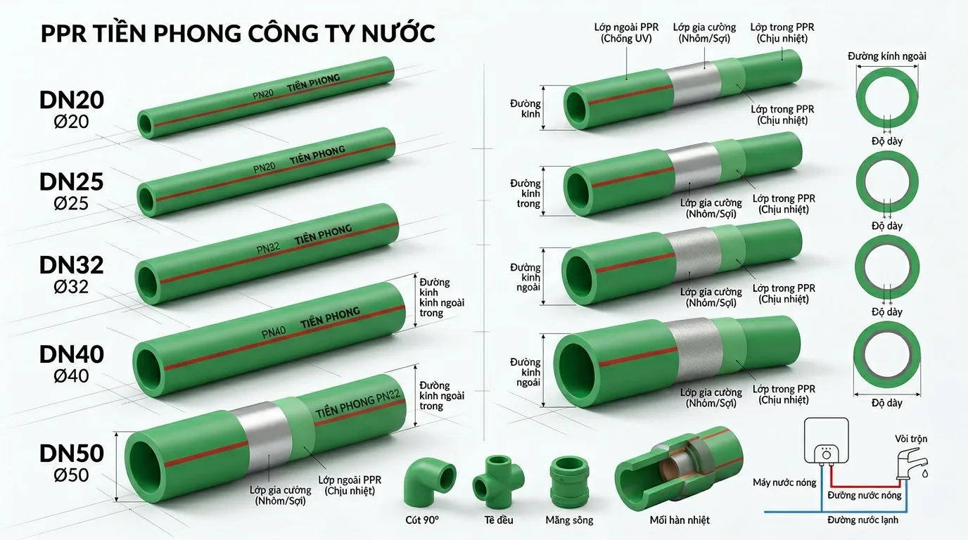 Bảng giá ống nhiệt Tiền Phong (PPR) mới nhất 2026