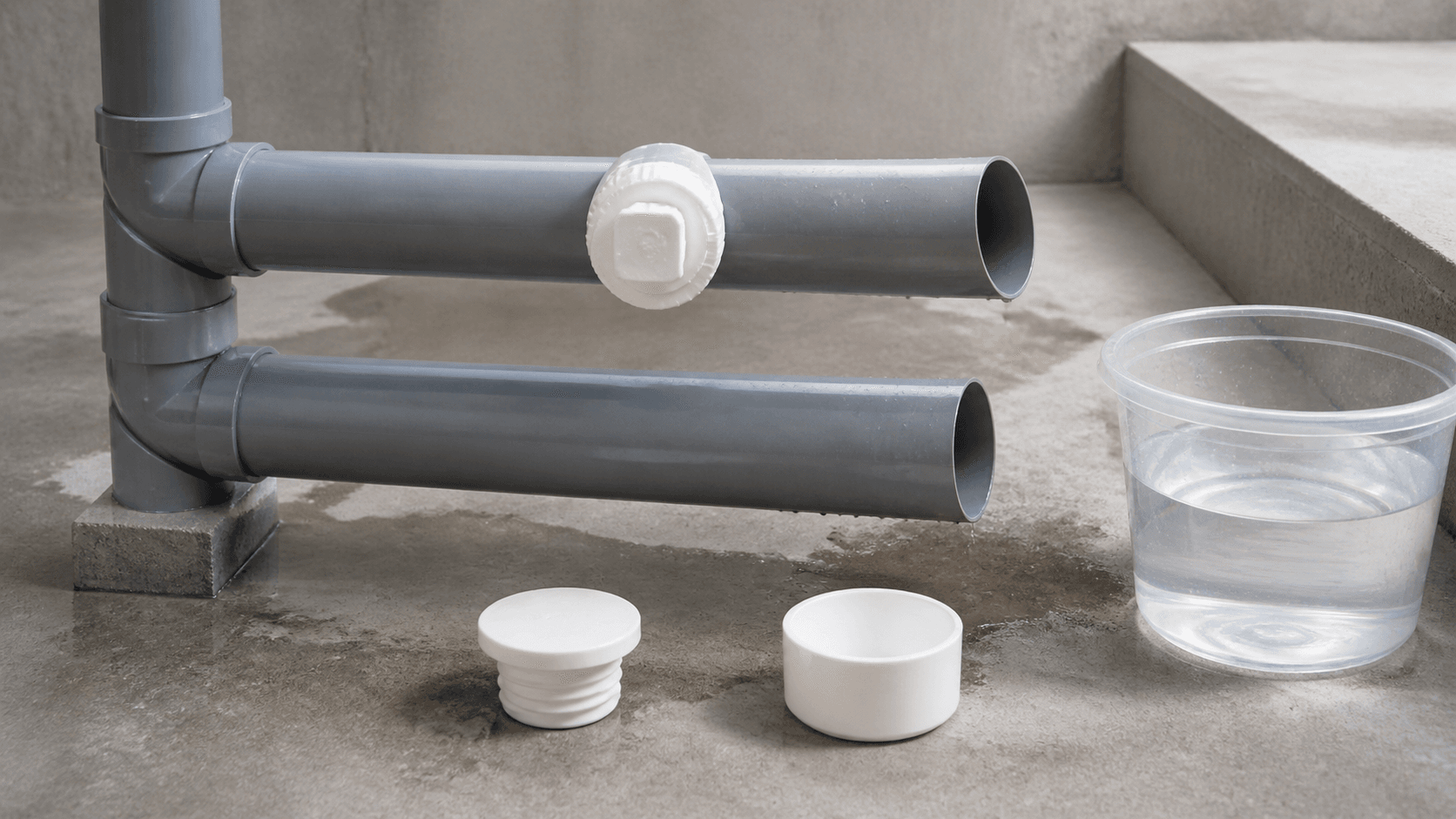bịt đầu ống PVC bằng nắp bịt nhựa trước khi thử kín và bảo quản