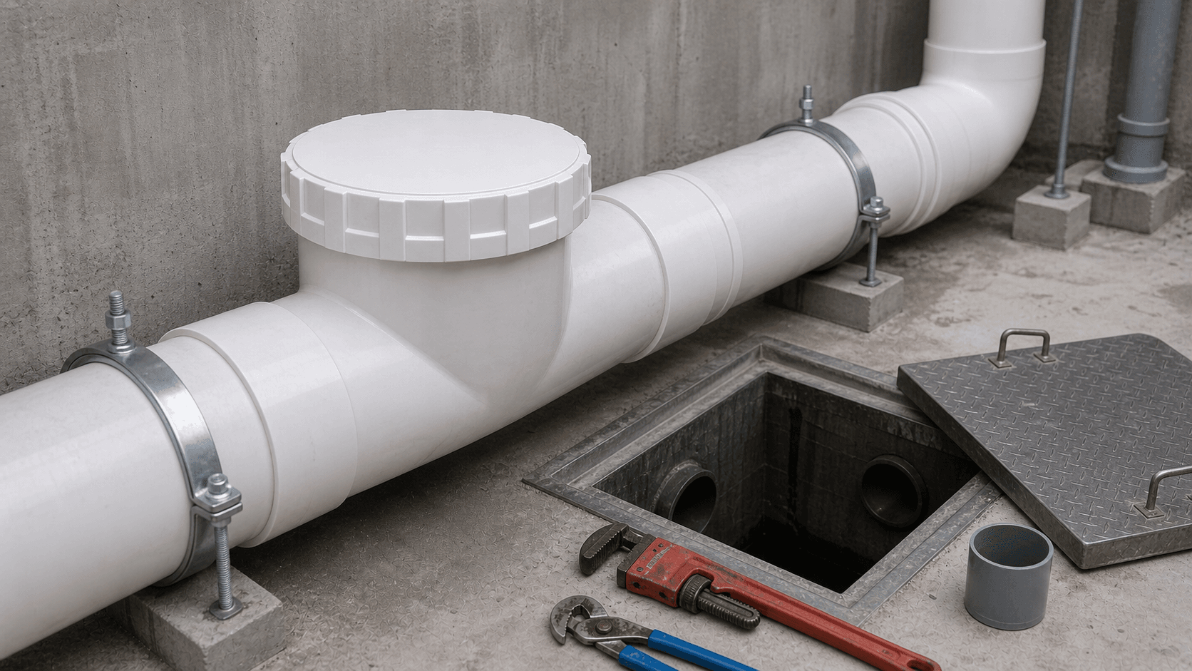 bịt xả thông tắc pvc 160 cho đường thoát chính và hố ga kỹ thuật