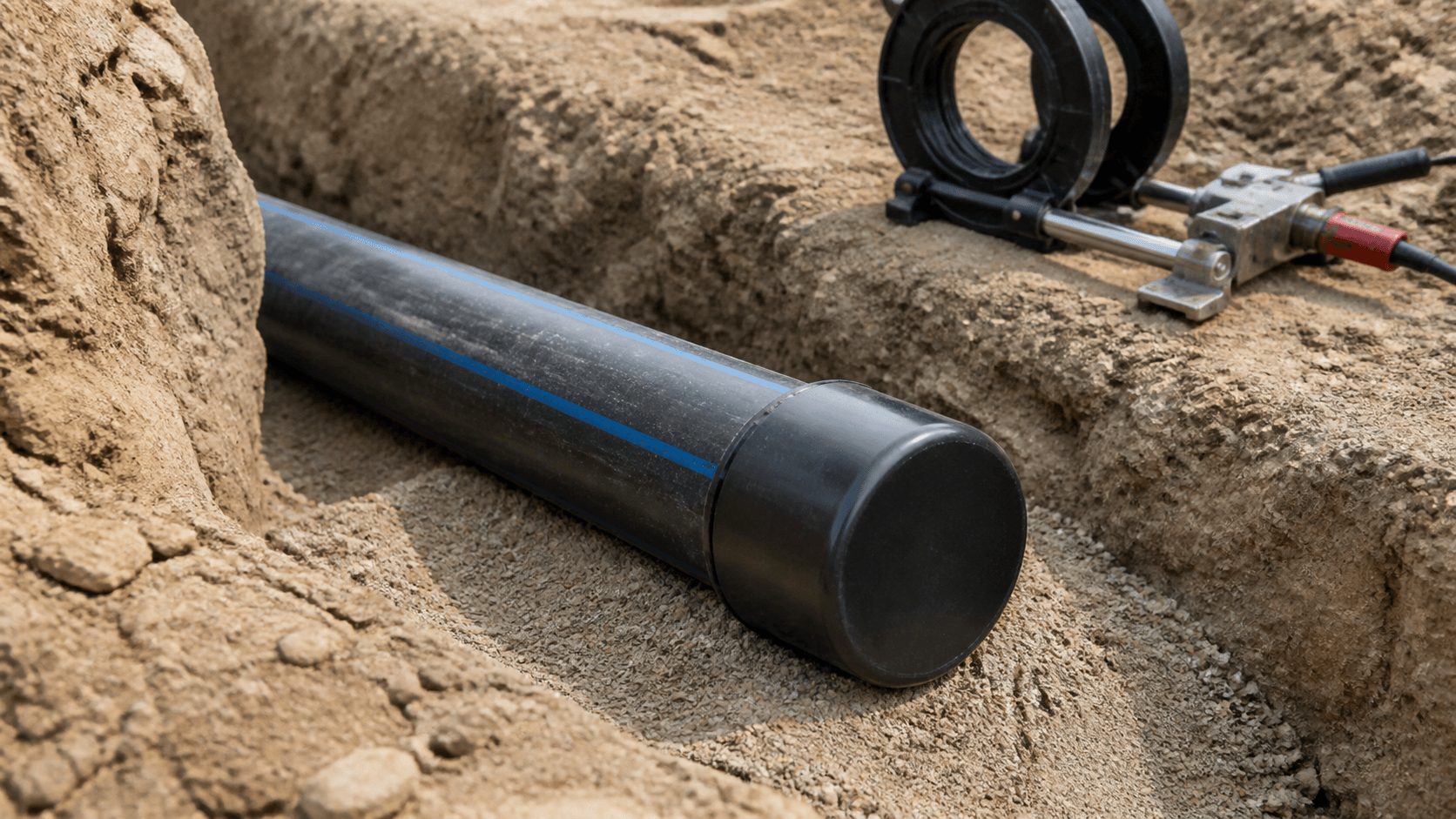 Ống ruột gà HDPE đi ngầm: checklist thi công trước khi lấp - Xem chi tiết tại Phân Phối Ống Nhựa HDPE, PPR, PVC & Thiết Bị Điện Nước Nút bịt HDPE bịt đầu ống HDPE trong rãnh chôn ngầm trước khi lấp đất