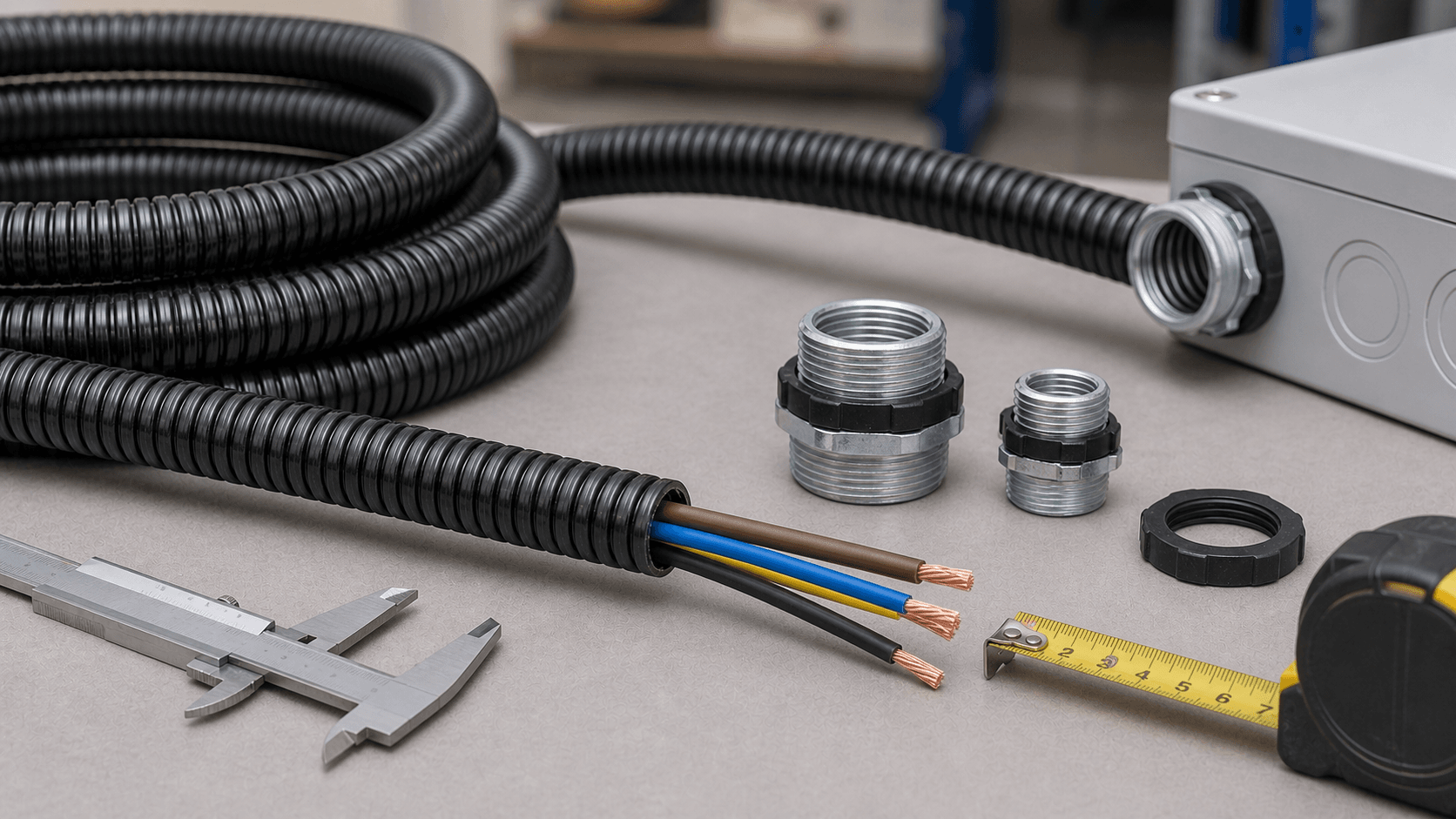 Ruột gà D32: chọn cho cáp lớn và tuyến gom dây - Xem chi tiết tại Phân Phối Ống Nhựa HDPE, PPR, PVC & Thiết Bị Điện Nước ống ruột gà lõi thép bọc nhựa phi 25 đầu nối dây điện