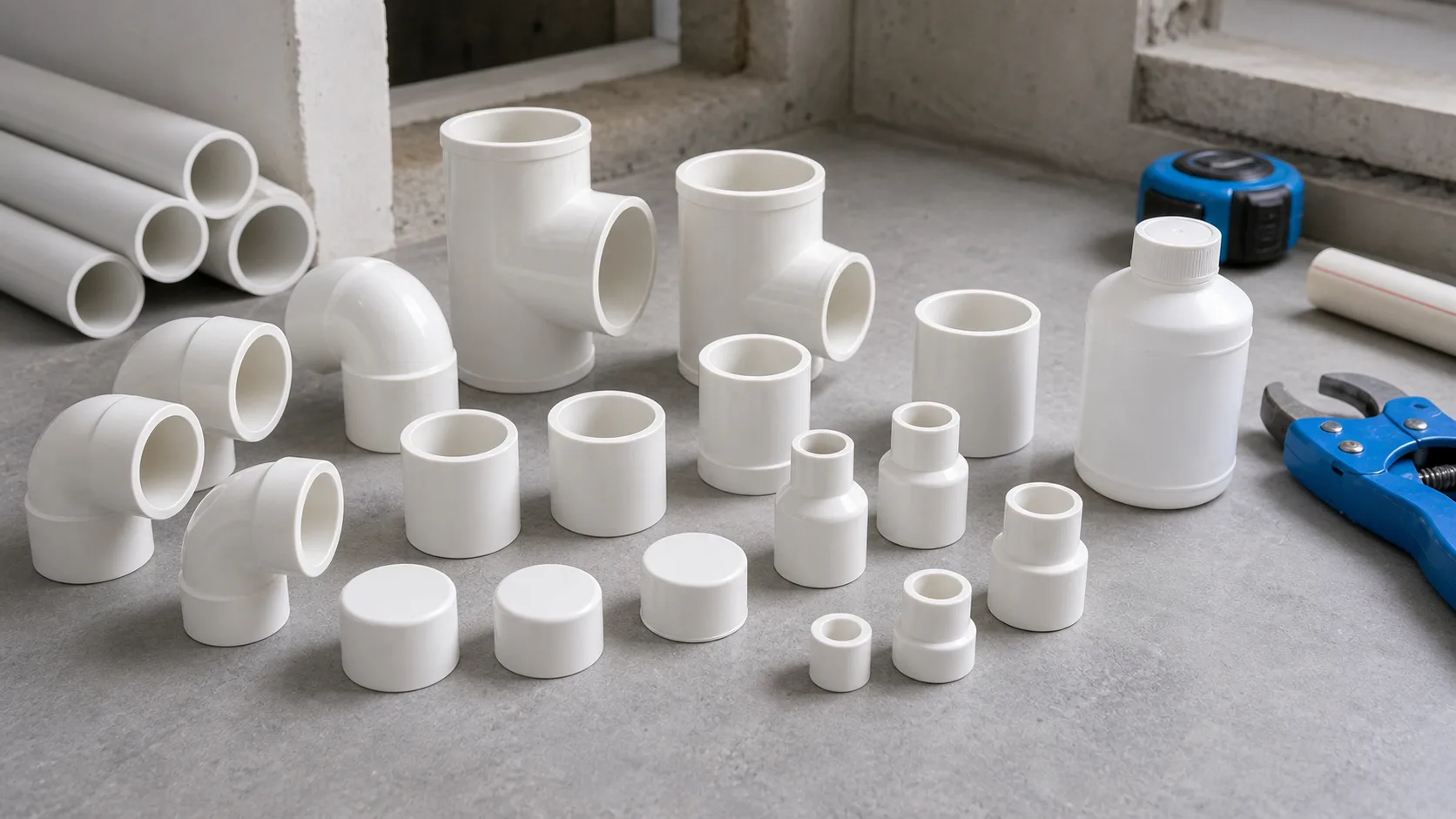 Các phi ống nhựa PVC phổ biến và cách chọn đúng nhu cầu - Xem chi tiết tại Phân Phối Ống Nhựa HDPE, PPR, PVC & Thiết Bị Điện Nước phụ kiện pvc cơ bản gồm co pvc tê pvc nối pvc bịt pvc và keo dán pvc
